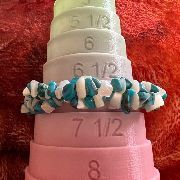 ❤️ Braided Moonstone & Turquoise Stretch Bracelet Southwestern 34.2gms - Picture 6 of 7